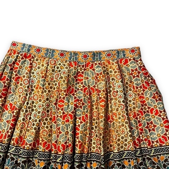 Anthropologie Tanvi Kedi pleated skirt Beaded Morroccan Mosaic Print Boho Size 4 - Picture 3 of 11